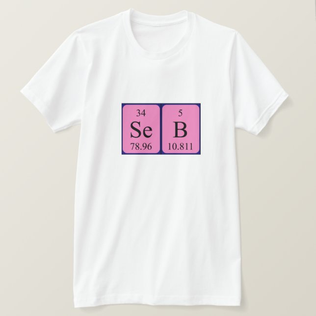 Camiseta de nombre de tabla periódica Seb (Anverso del diseño)