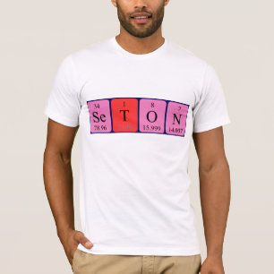 Camiseta de nombre de tabla periódica Seton
