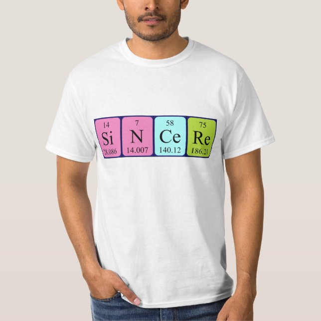 Camiseta de nombre de tabla periódica sincera (Anverso)
