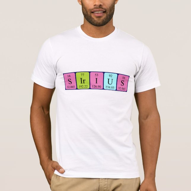 Camiseta de nombre de tabla periódica Sirius 1 (Anverso)