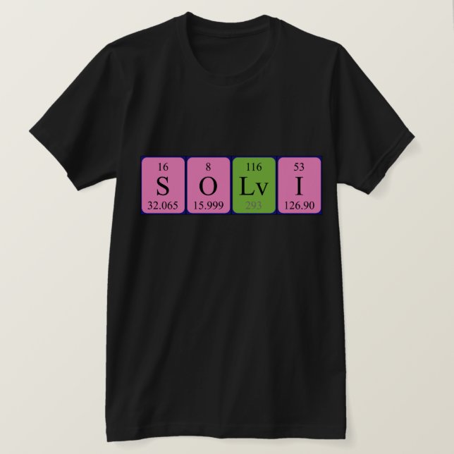 Camiseta de nombre de tabla periódica Sölvi (Anverso del diseño)