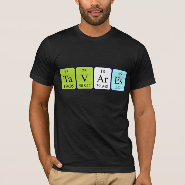 Camiseta de nombre de tabla periódica Tavares (Anverso)