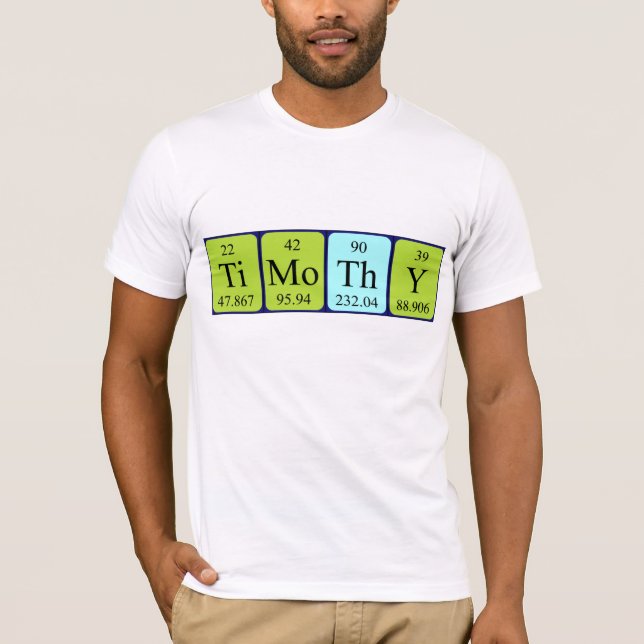 Camiseta de nombre de tabla periódica Timothy (Anverso)