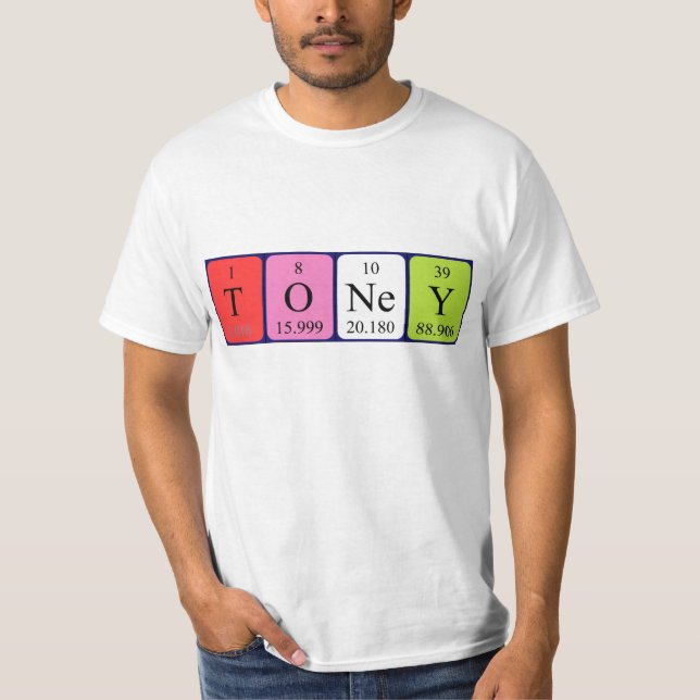 Camiseta de nombre de tabla periódica Toney (Anverso)