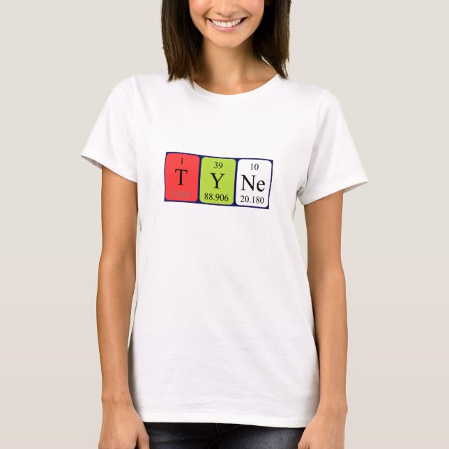 Camiseta de nombre de tabla periódica Tyne (Anverso)