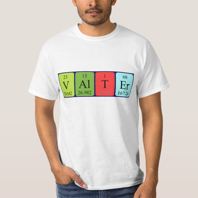Camiseta de nombre de tabla periódica Valter (Anverso)