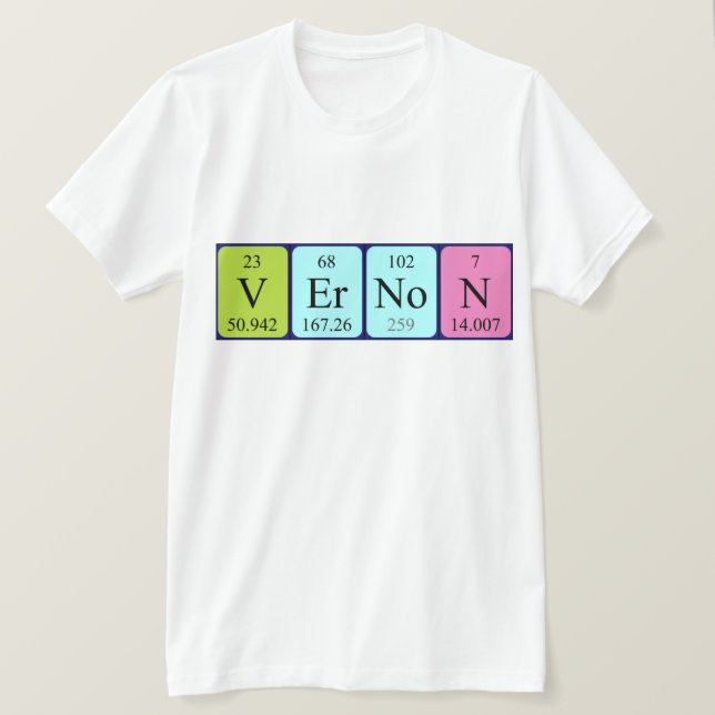 Camiseta de nombre de tabla periódica Vernon (Anverso del diseño)