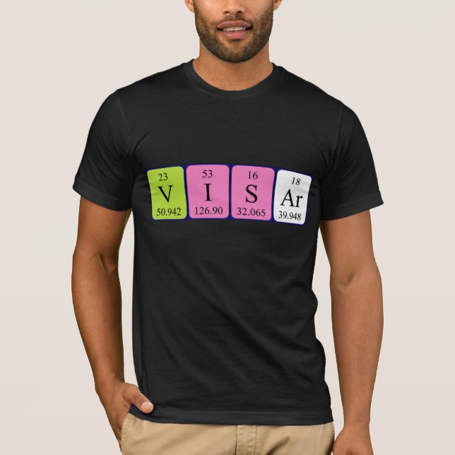Camiseta de nombre de tabla periódica Visar (Anverso)