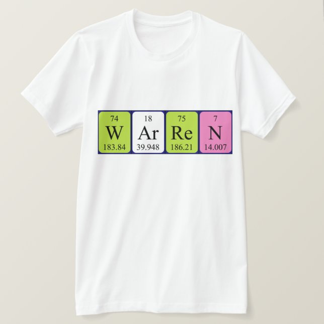 Camiseta de nombre de tabla periódica Warren (Anverso del diseño)