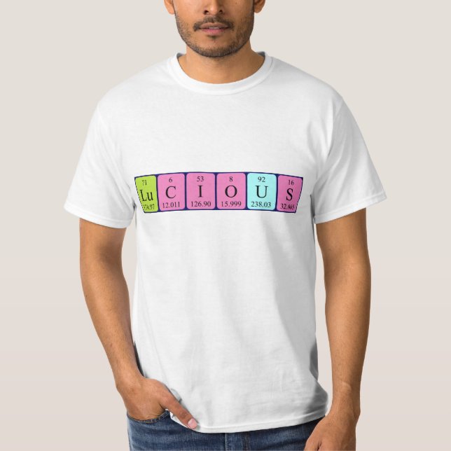 Camiseta de nombre de tabla periódica y lujuriosa (Anverso)