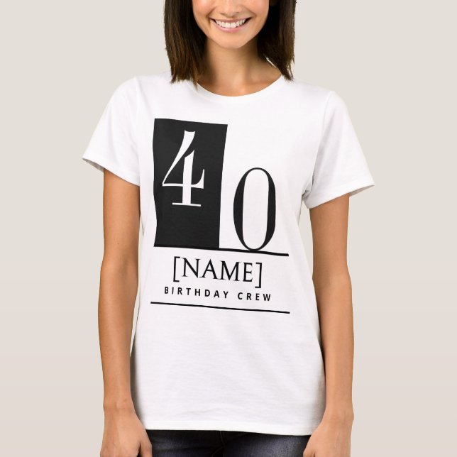 Camiseta de nombre y edad personalizada, Crew de c (Anverso)