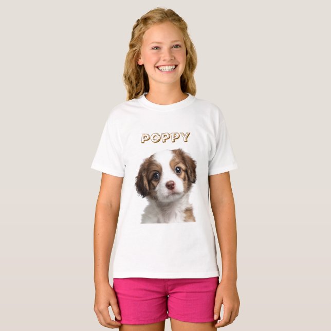 Camiseta de nombre y foto de perro para niños pers (Anverso completo)
