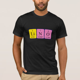 Camiseta de nombres de tabla periódica de Lino