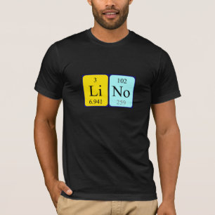Camiseta de nombres de tabla periódica de Lino