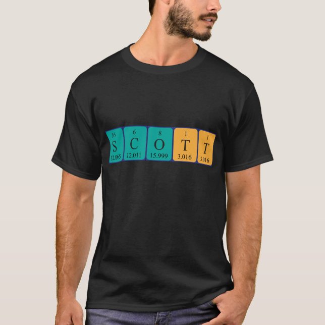 Camiseta de nombres de tabla periódica de Scott (Anverso)