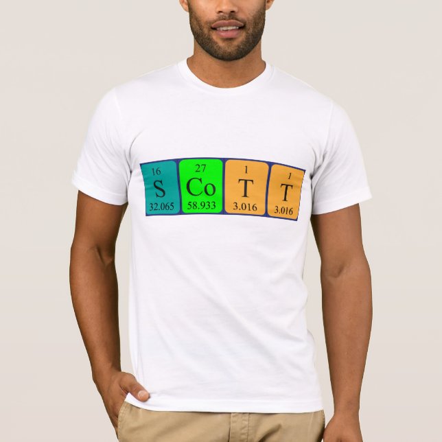 Camiseta de nombres de tabla periódica de Scott (Anverso)
