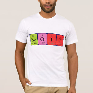 Camiseta de nombres de tabla periódica de Scott