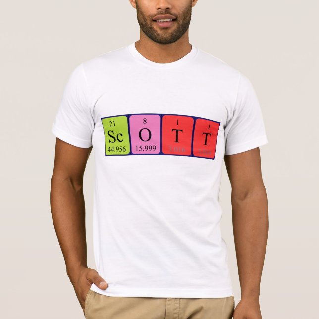 Camiseta de nombres de tabla periódica de Scott (Anverso)