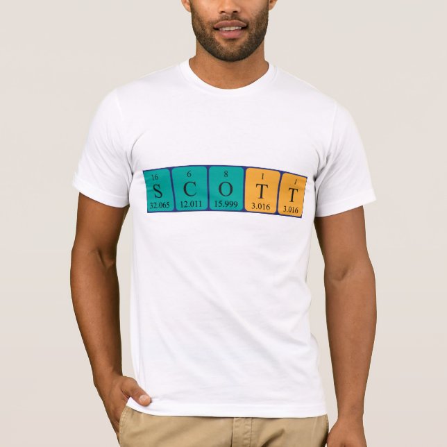 Camiseta de nombres de tabla periódica de Scott (Anverso)
