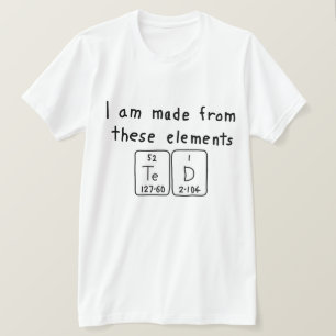 Camiseta de nombres de tabla periódica de Ted