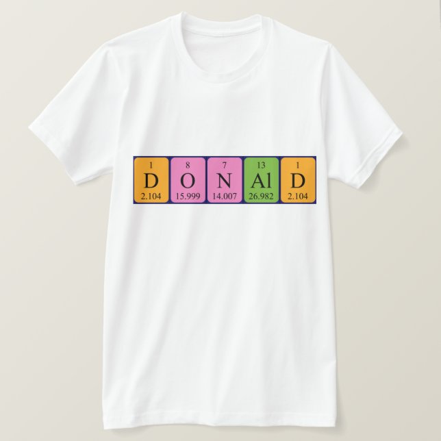 Camiseta de nombres de tabla periódica Donald (Anverso del diseño)