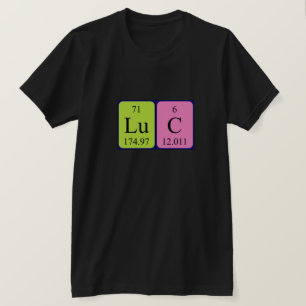 Camiseta de nombres de tabla periódica Luc