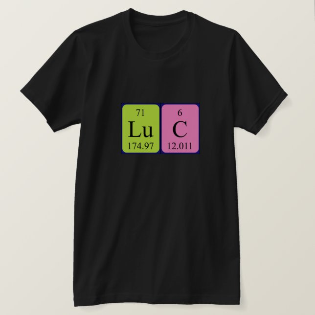 Camiseta de nombres de tabla periódica Luc (Anverso del diseño)