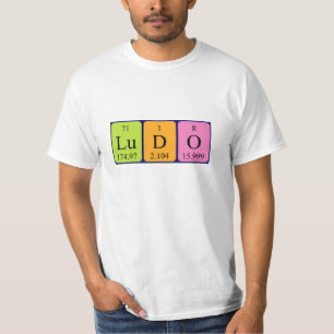 Camiseta de nombres de tabla periódica Ludo