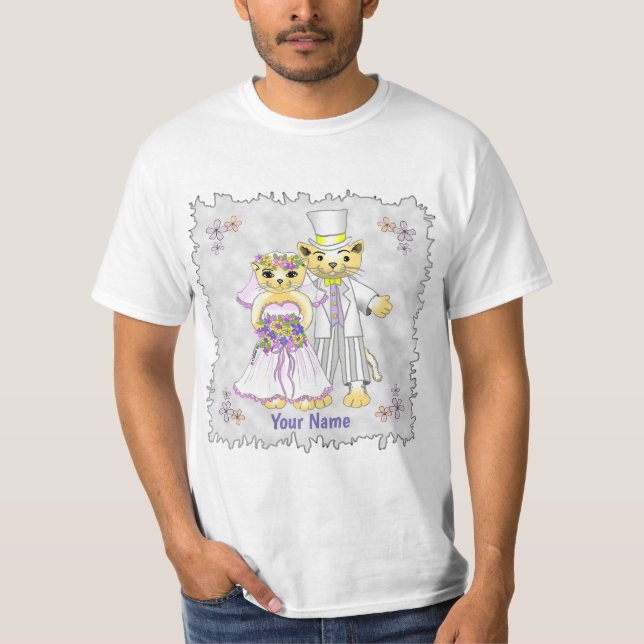 Camiseta de Novia y Novio Gatos (Anverso)