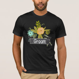 Camiseta de novio de pizarra de menta moderna para