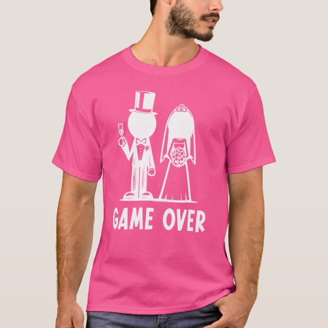 Camiseta de Novio Soltero Game Over Fiesta de Desp (Anverso)