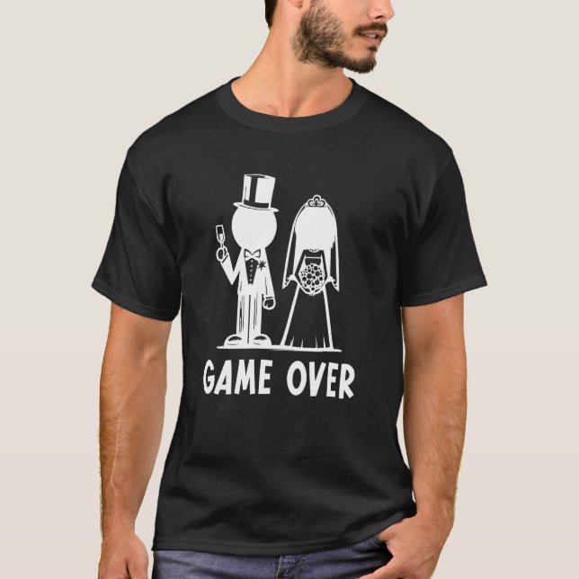 Camiseta de Novio Soltero Game Over Fiesta de Desp (Anverso)