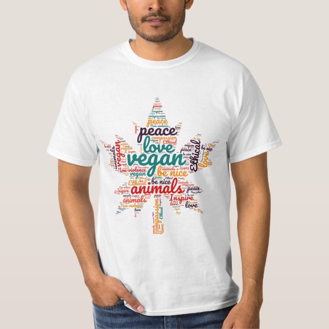 Camiseta de nube de palabras vegan (Anverso)