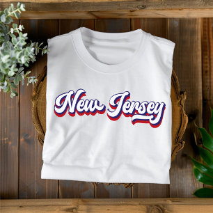 Camiseta de Nueva Jersey Rojo Blanco y Azul Vintag
