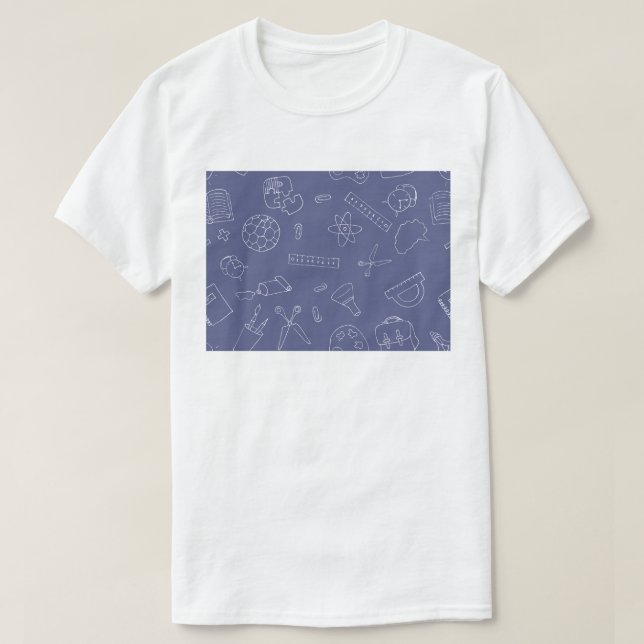 Camiseta De Nuevo A Los Suministros De Estudios Escolares,  (Diseño del anverso)