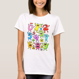 Camiseta de números de dibujos animados divertidos