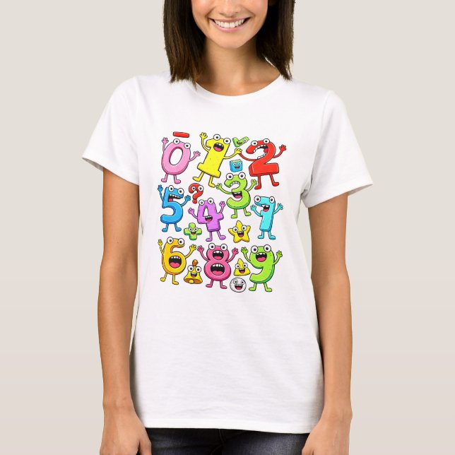 Camiseta de números de dibujos animados divertidos (Anverso)