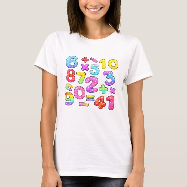 Camiseta de números de matemáticas coloridos del d (Anverso)