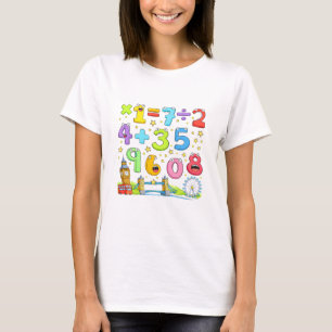 Camiseta de números de matemáticas lindas para niñ