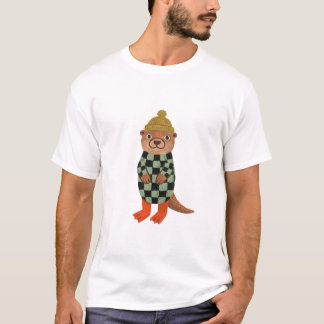 Camiseta de nutria linda – Diseño de gorro de punt