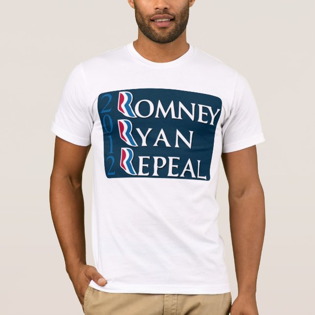 Camiseta de Obamacare de la derogación de Romney (Anverso)