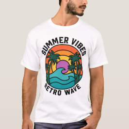  Camiseta de olas retro de verano con palmeras al 