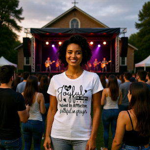 Camiseta de oración fiel esperanza alegre aflicció