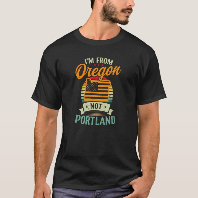 Camiseta De Oregon No Portland American Flag Oregon Stat (Anverso)