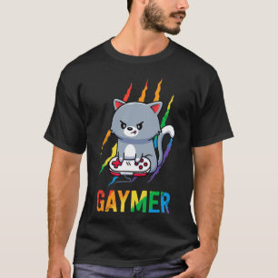 Camiseta de orgullo de gato Lgbt Gaymer Arcoíris V