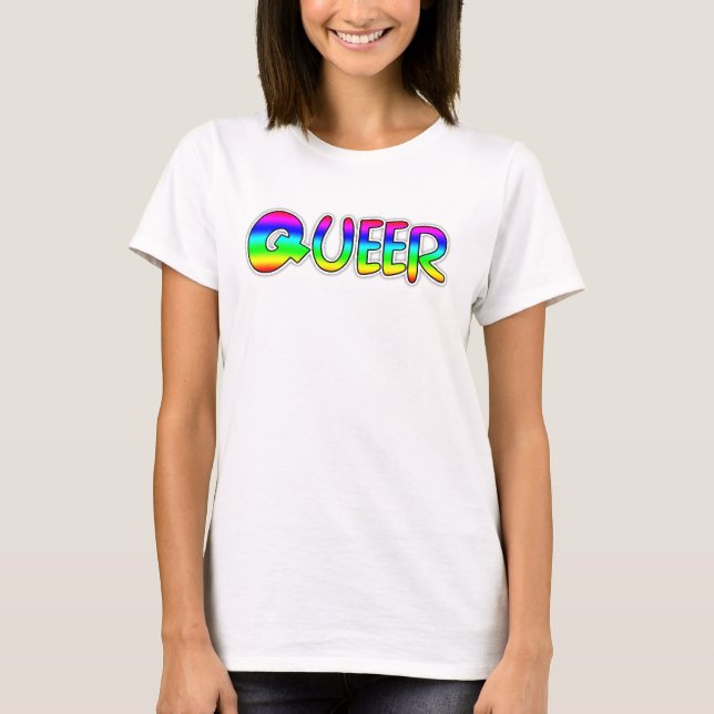 Camiseta de Orgullo LGBT Queer Arcoíris (Anverso)