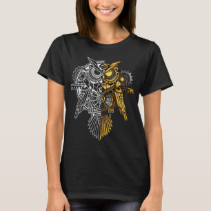 Camiseta De oro contra el ilustracion blanco del búho