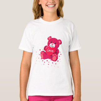 Camiseta de osito de peluche rosa lindo para niñas