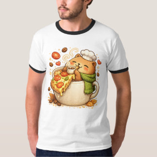 Camiseta de oso de pizza linda | Dibujo animado de