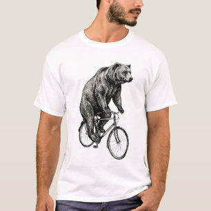 Camiseta de oso en bicicleta: Unisex de serigrafía